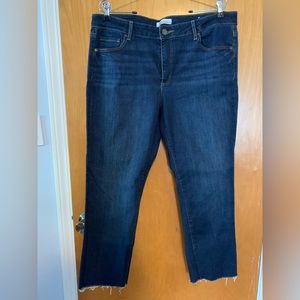 LOFT Curvy Straight Frayed Hem Jeans, size 14